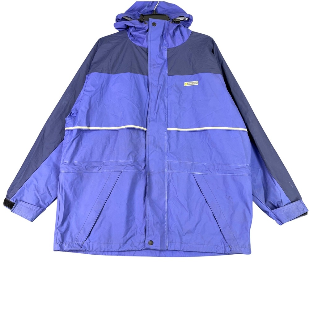 Stearns Dry Wear Rain Jacket Hooded‎ Waterproof Fishing Sailing Blue L Mens